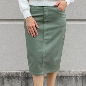 Olive Denim Skirt